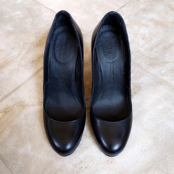 Rare! Woman by Common Projects Simple Black Leather Round Toe Heels 37 6.5 - Picture 5 of 7
